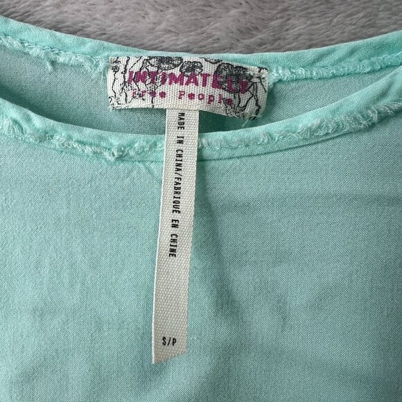 Intimately Free People Top Women's Small Oversized Aqua Blue Tank with Lace Ins - Picture 2 of 10